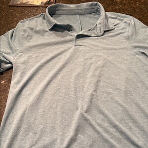 Lululemon Men's Light Blue Green Polo Shirt